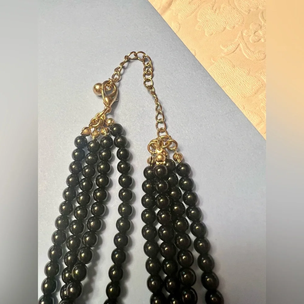 Elegant Black and Rhinstone Layered Necklace